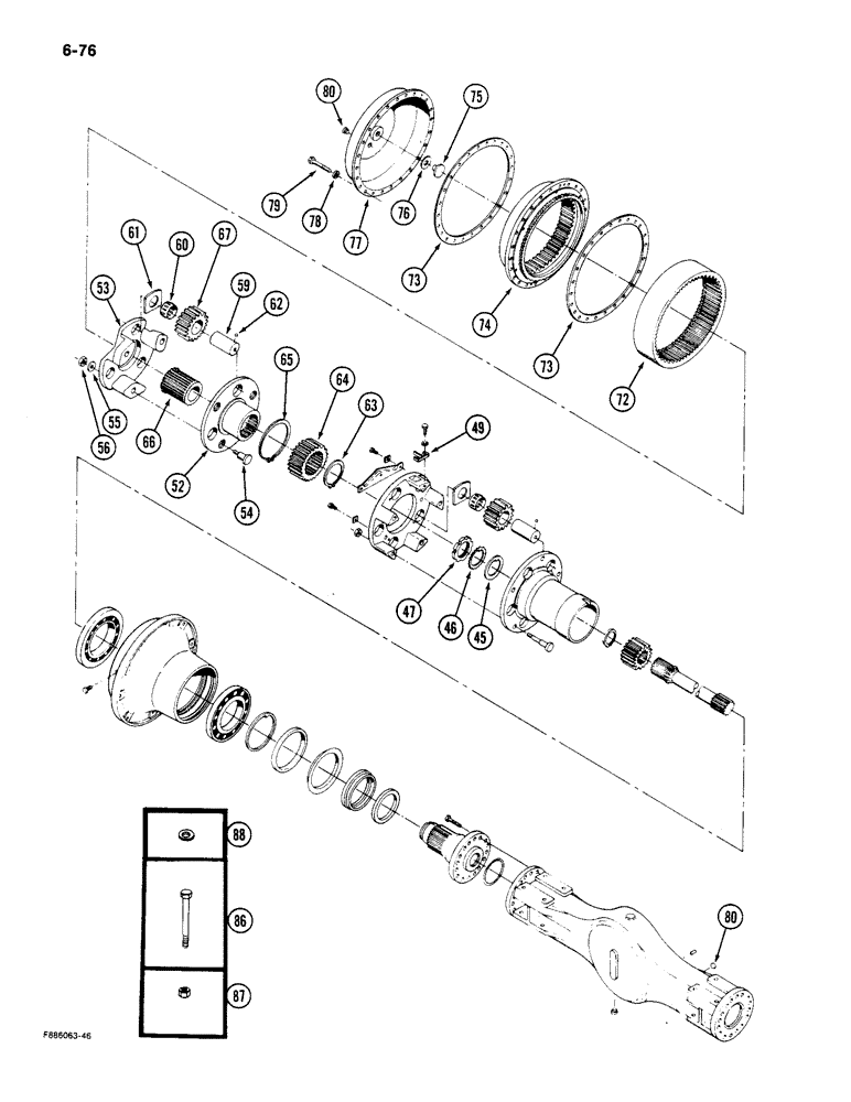 Схема запчастей Case IH 9180 - (6-76) - AXLE ASSEMBLY HOUSING AND WHEEL END K598.60/70 SERIES, [CONT] (06) - POWER TRAIN