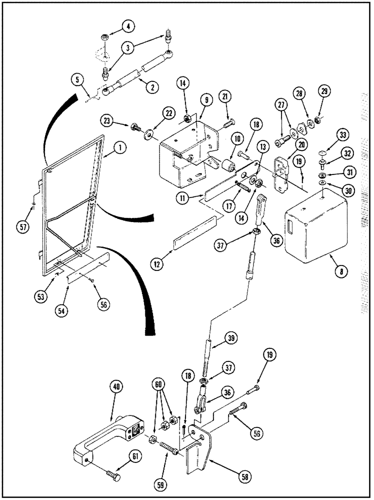 Схема запчастей Case IH 9260 - (9-057A) - CAB DOOR AND LATCH, P.I.N. JEE0033501 AND AFTER (09) - CHASSIS/ATTACHMENTS