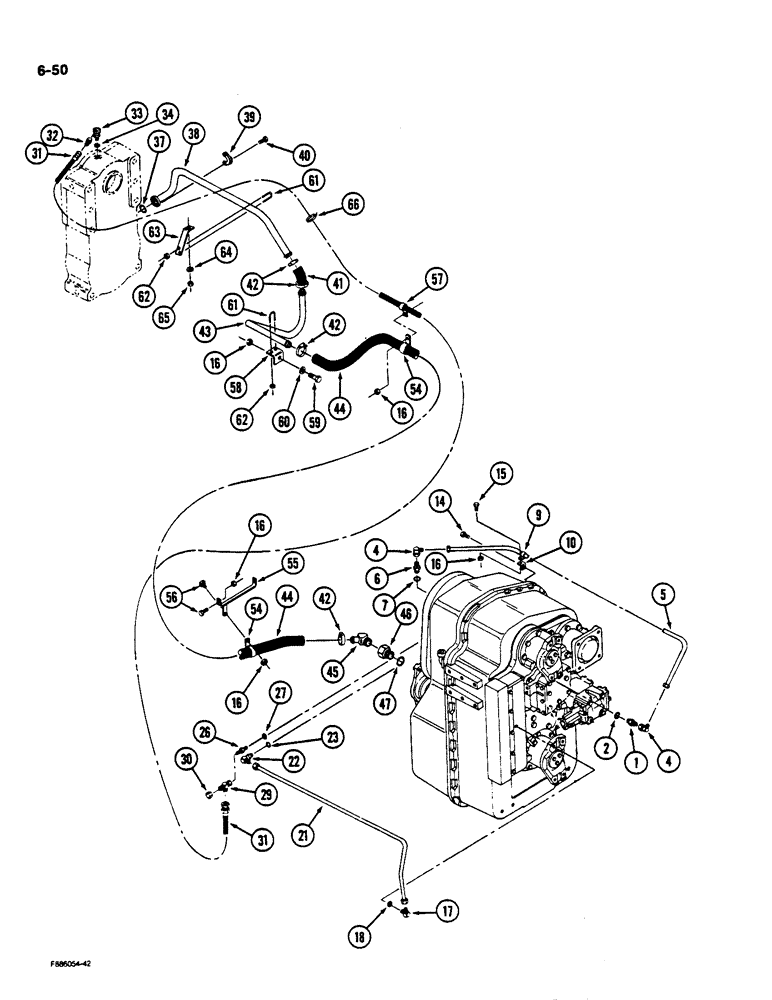 Схема запчастей Case IH 9170 - (6-50) - TRANSMISSION LUBRICATION, TRANSMISSION TO PTO TRANSFER CASE, IF EQUIPPED (06) - POWER TRAIN