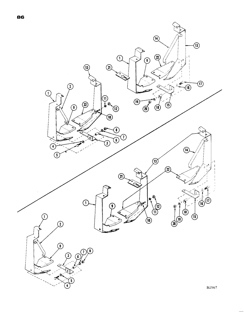 Схема запчастей Case IH 402 - (86) - BRACKETS & BRACES, 402 - 303 (58) - ATTACHMENTS/HEADERS