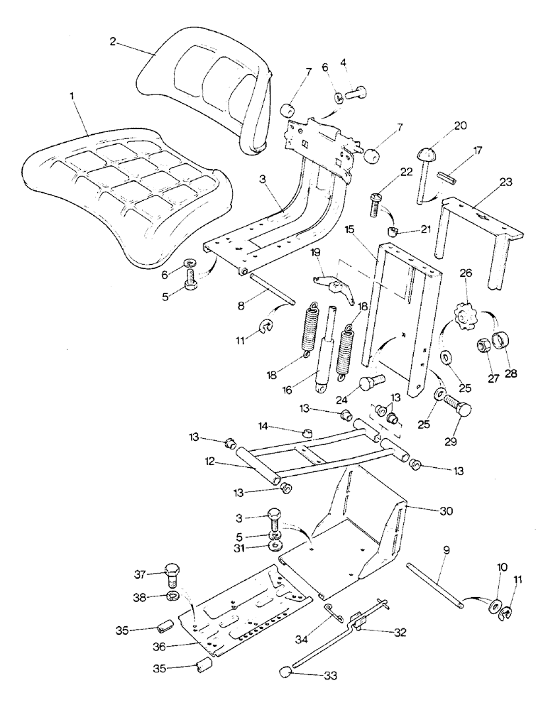 Схема запчастей Case IH 1290 - (T-10) - OPERATOR SEAT ASSEMBLY (10) - OPERATORS PLATFORM/CAB