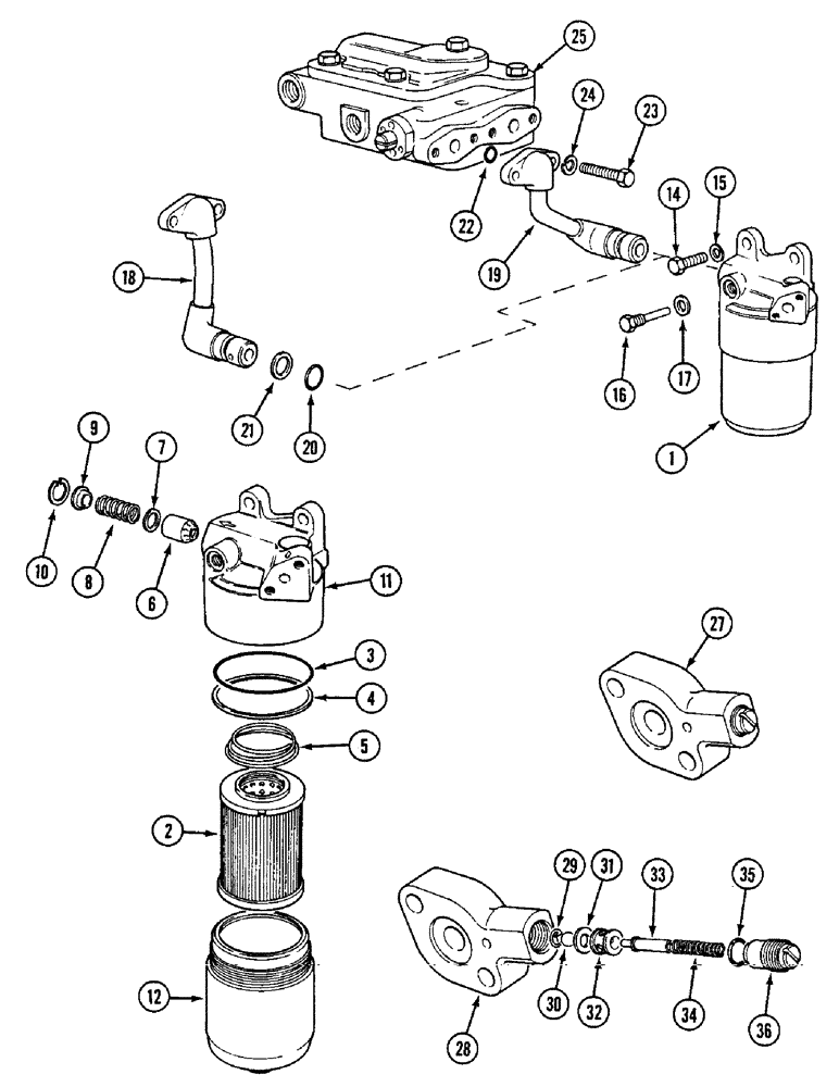 Схема запчастей Case IH 1594 - (8-272) - FILTER AND BLEED VALVE (08) - HYDRAULICS