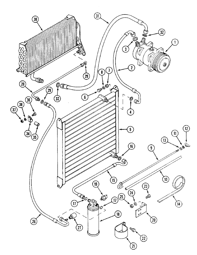 Схема запчастей Case IH 1494 - (9-470) - AIR CONDITIONING SYSTEM, TRACTORS WITH CAB (09) - CHASSIS/ATTACHMENTS