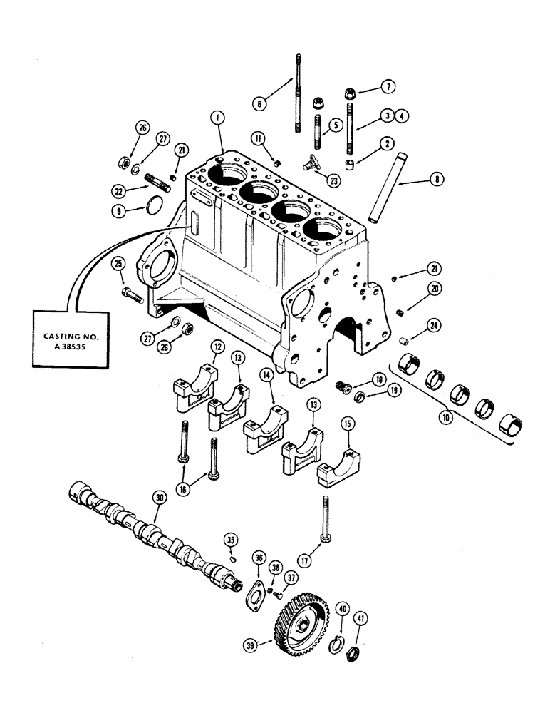 Схема запчастей Case IH 660 - (365C) - CYLINDER BLOCK ASSEMBLY, 188 DIESEL ENGINE, USED ENGINE SERIAL NUMBER 2656844 TO 2679761 