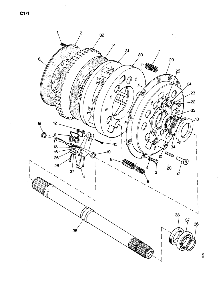 Схема запчастей Case IH 1190 - (C-01) - CONTINOUS CLUTCH, BORG AND BECK (03.1) - CLUTCH