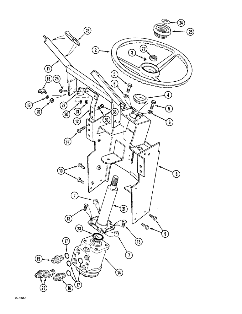 Схема запчастей Case IH 3220 - (5-002) - STEERING WHEEL, SUPPORT AND VALVE, TRACTOR WITHOUT CAB (05) - STEERING