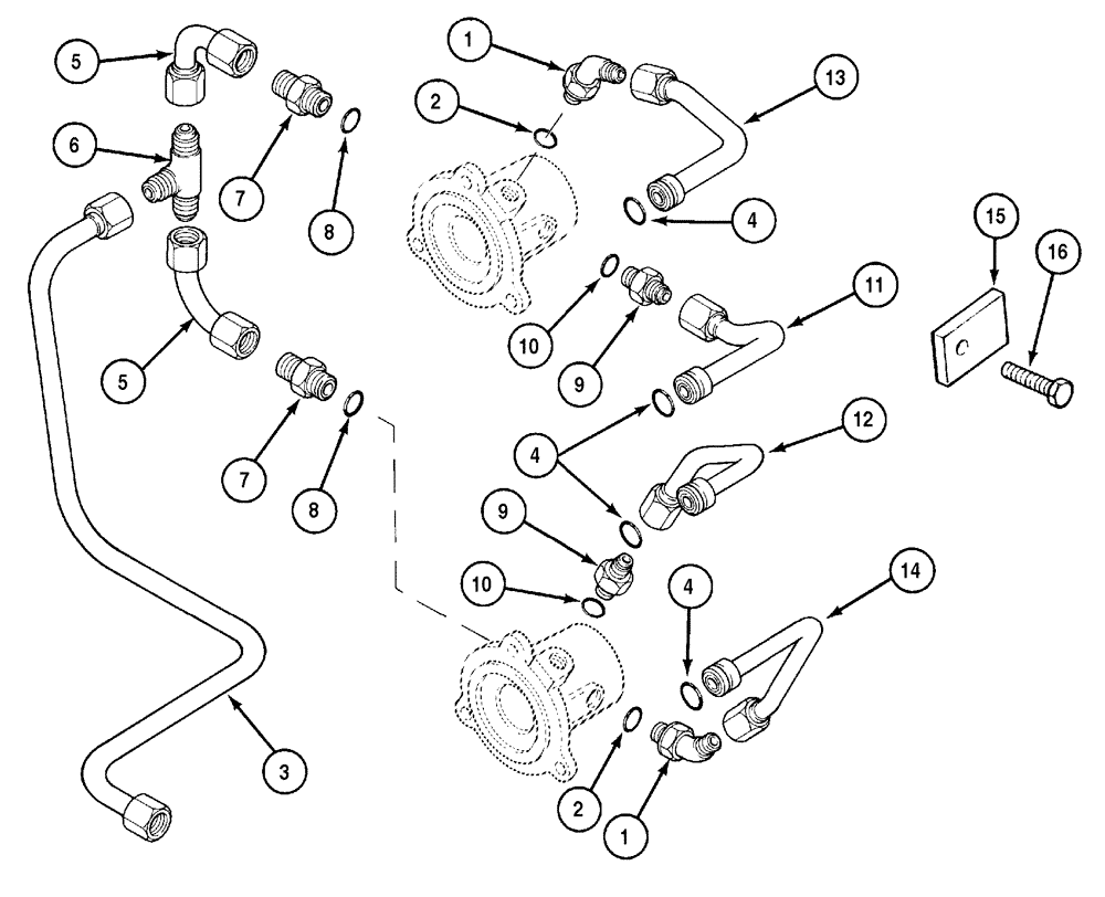 Схема запчастей Case IH MX80C - (06-16) - POWERSHIFT TUBES (06) - POWER TRAIN