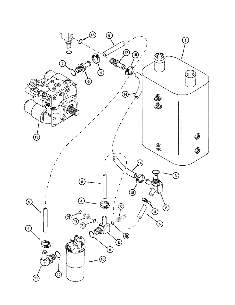 Схема запчастей Case IH 2388 - (08-02[01]) - HYDRAULICS - RESERVOIR TO HYDROSTATIC PUMP - BSN JJC0273000 (07) - HYDRAULICS