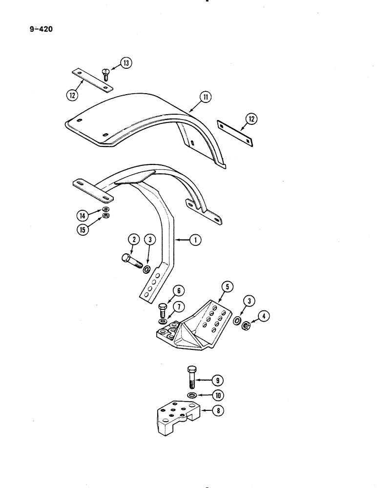 Схема запчастей Case IH 485 - (9-420) - FRONT SPLASH SHIELDS, 4 WHEEL DRIVE, P.I.N. 18001 AND AFTER (09) - CHASSIS/ATTACHMENTS