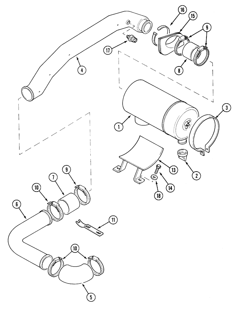 Схема запчастей Case IH 5140 - (2-006) - AIR CLEANER AND CONNECTIONS, 5140/5240 AND 5250 (02) - ENGINE