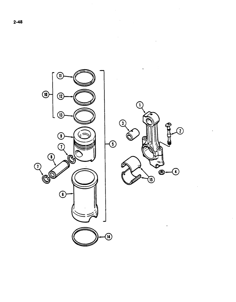 Схема запчастей Case IH 782 - (2-48) - CONNECTING RODS, PISTONS AND SLEEVES, D358 DIESEL ENGINE (01) - ENGINE