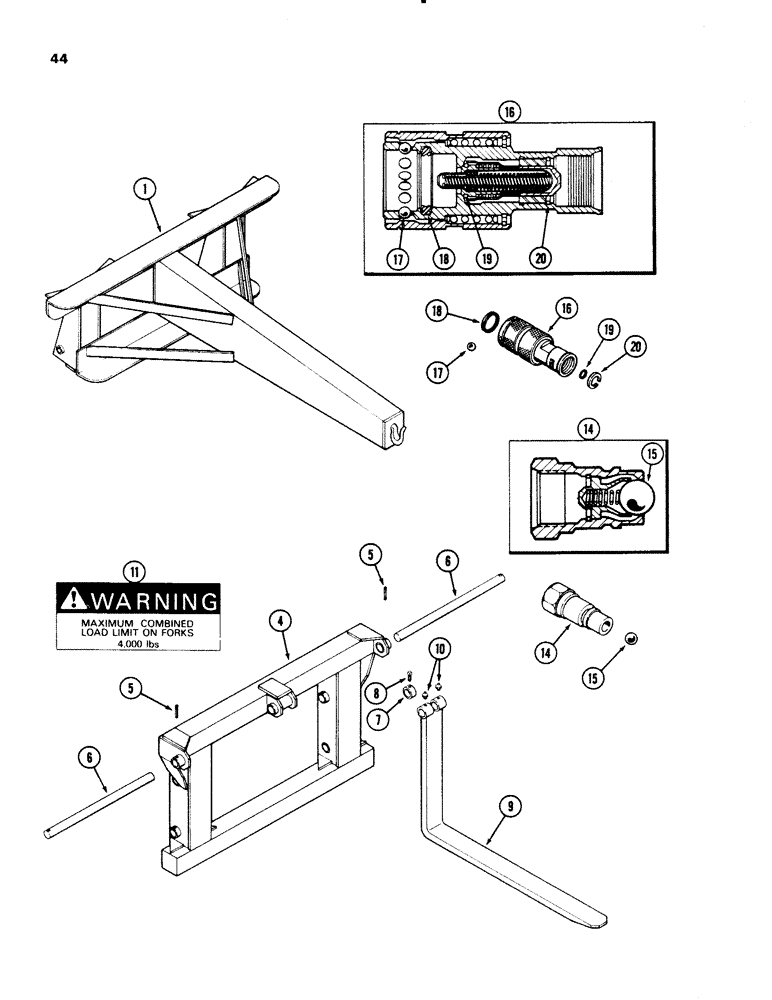 Схема запчастей Case IH 66L - (44) - LIFT BOOM (82) - FRONT LOADER & BUCKET