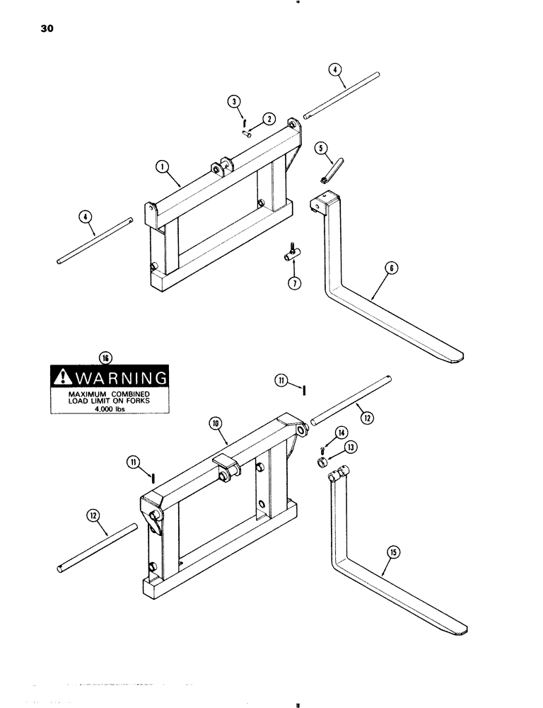 Схема запчастей Case IH 70 - (30) - FORK LIFT ATTACHMENTS (82) - FRONT LOADER & BUCKET