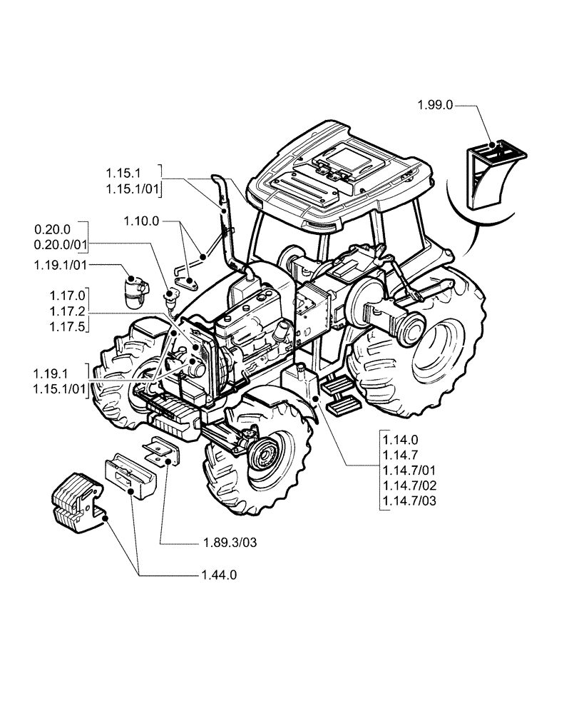 Схема запчастей Case IH JX1100U - (SEC. 02) - ENGINE EQUIP. (00) - GENERAL