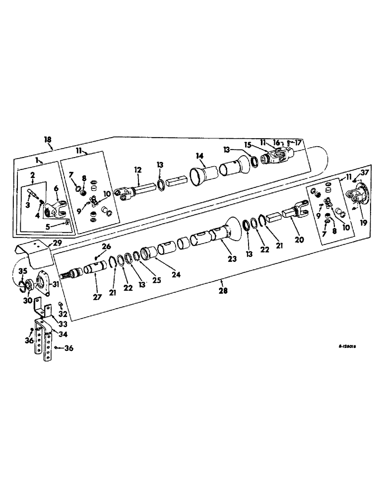 Схема запчастей Case IH 430 - (E-64) - POWER TAKE-OFF DRIVE SHAFTS, THREE KNUCKLE 