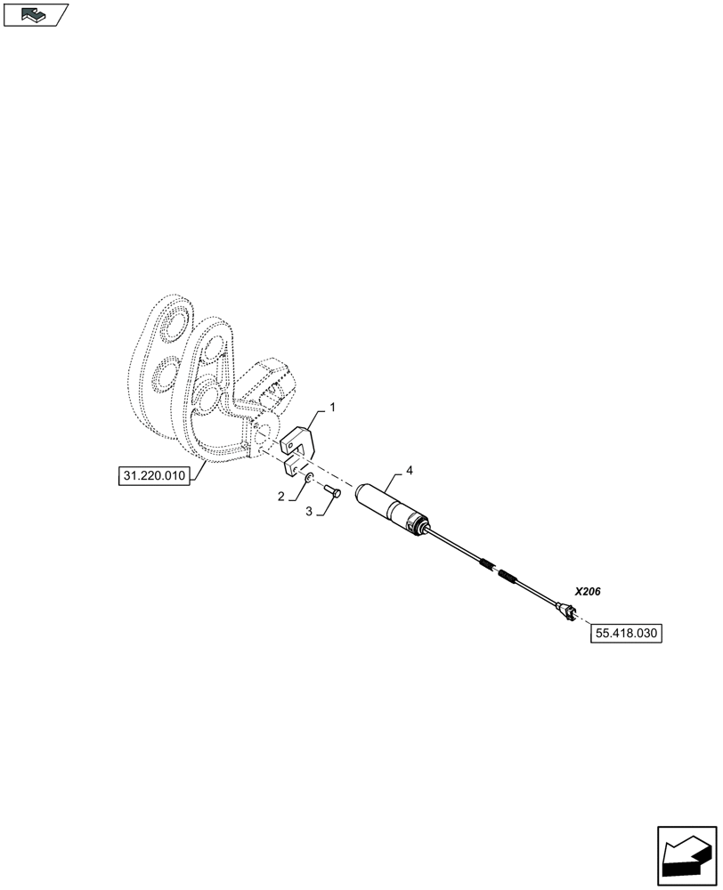 Схема запчастей Case IH LB334R - (55.418.010) - PLUNGER, LOAD MEASUREMENT SENSOR (55) - ELECTRICAL SYSTEMS