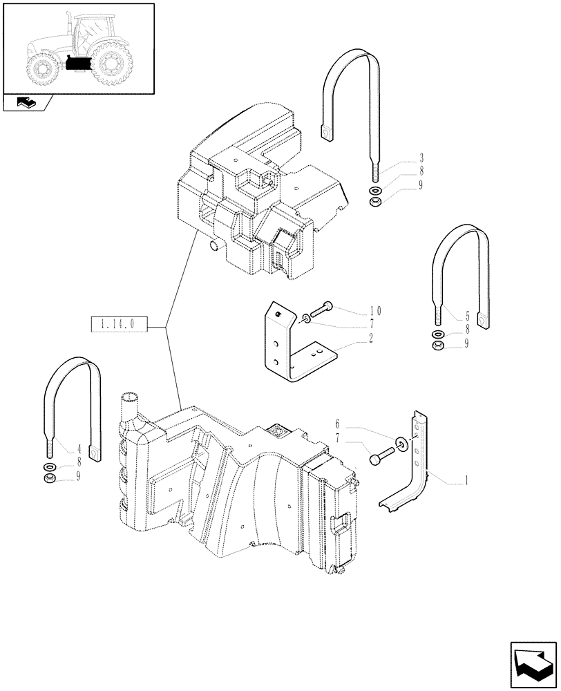 Схема запчастей Case IH PUMA 195 - (1.14.7[01]) - MAIN FUEL TANK SUPPORT - C6687 (02) - ENGINE EQUIPMENT