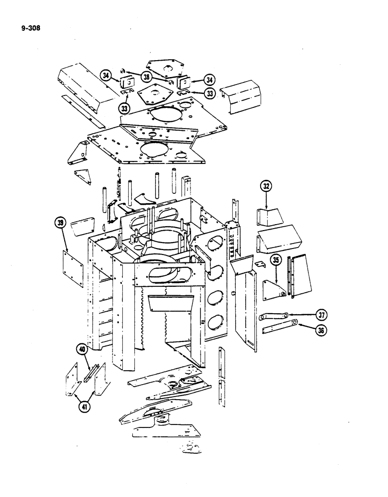 Схема запчастей Case IH 782 - (9-308) - DRUM HOUSING (09) - CHASSIS ATTACHMENTS