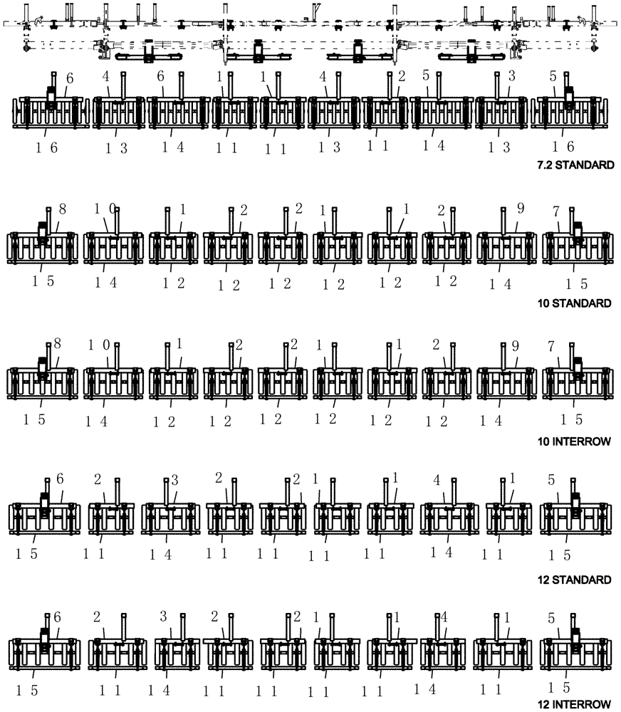 Схема запчастей Case IH 400 - (75.200.12) - GANG FRAME PARTS LAYOUT 45 (75) - SOIL PREPARATION