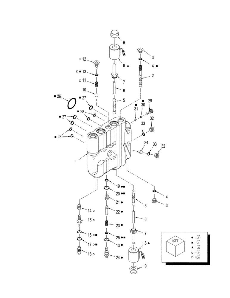 Схема запчастей Case IH STX530 - (08-35) - HITCH VALVE ASSEMBLY - ELECTRONIC CONTROLLED (08) - HYDRAULICS