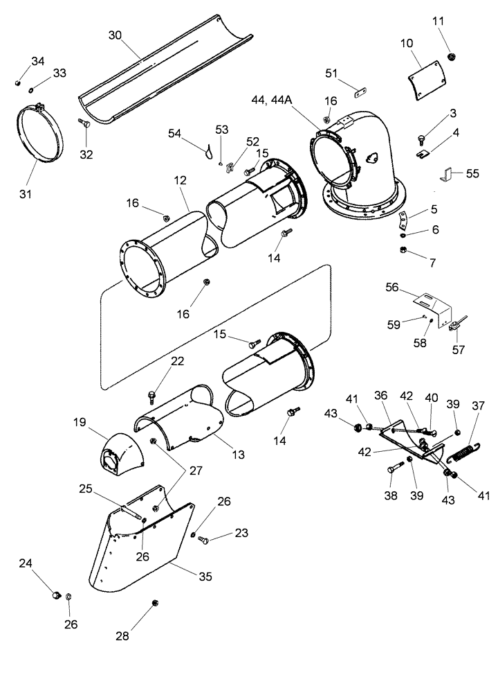 Схема запчастей Case IH 2388 - (09E-11) - UNLOADER - TUBE, UPPER (17) - GRAIN TANK & UNLOADER