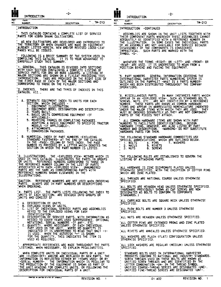 Схема запчастей Case IH 4600 - (2) - INTRODUCTION 