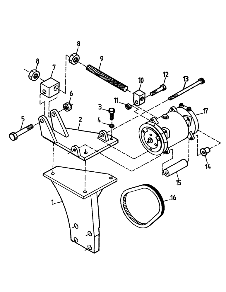 Схема запчастей Case IH 7000 - (A13-08) - AIR CONDITIONER COMPRESSOR, MOUNT AND BELT, 3306 Mainframe & Functioning Components