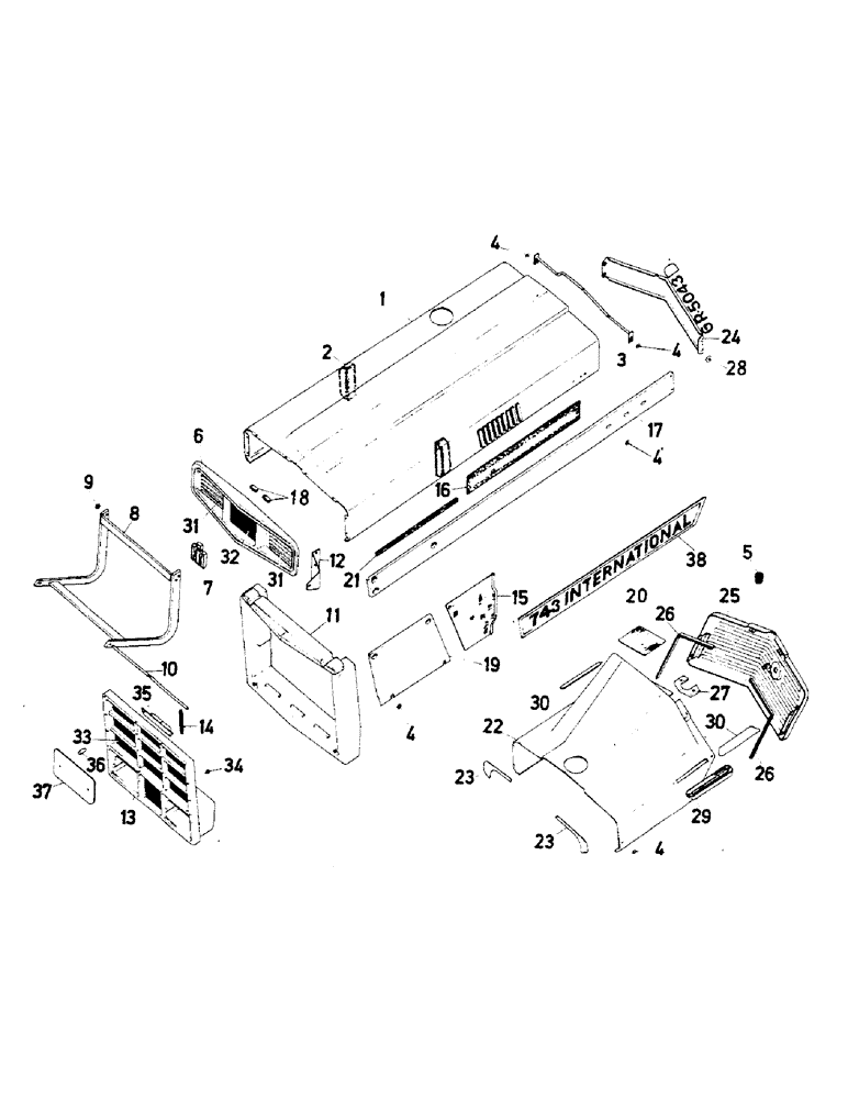 Схема запчастей Case IH 844S - (13-02) - ENGINE HOOD, RADIATOR GRILLE (05) - SUPERSTRUCTURE