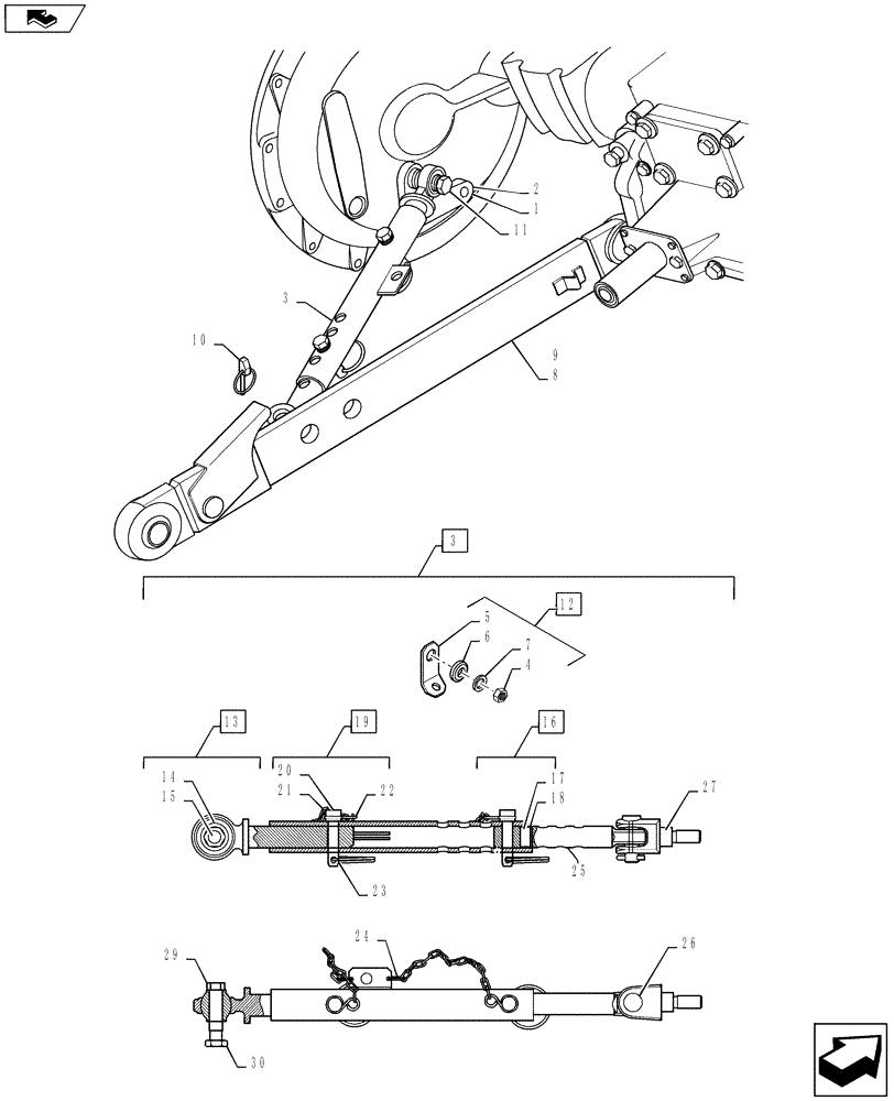 Схема запчастей Case IH FARMALL 65A - (37.120.04) - TELESCOPIC LINKAGE STABILIZERS (37) - HITCHES, DRAWBARS & IMPLEMENT COUPLINGS