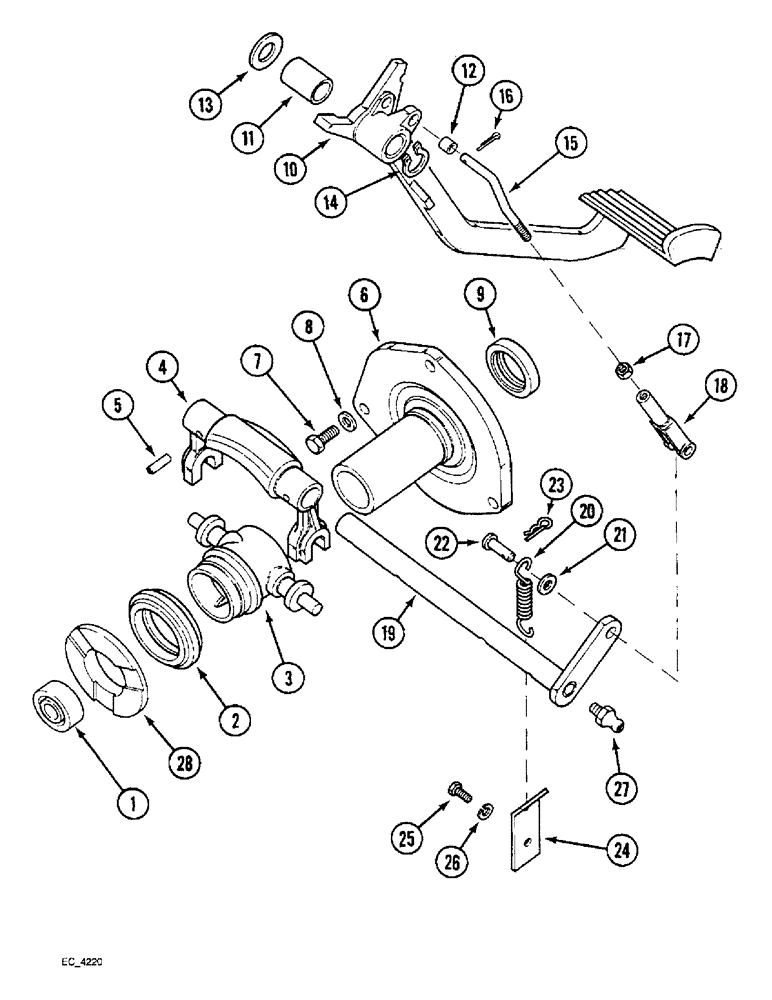 Схема запчастей Case IH 3230 - (6-052) - CLUTCH CONTROLS, TRACTOR WITHOUT CAB (06) - POWER TRAIN