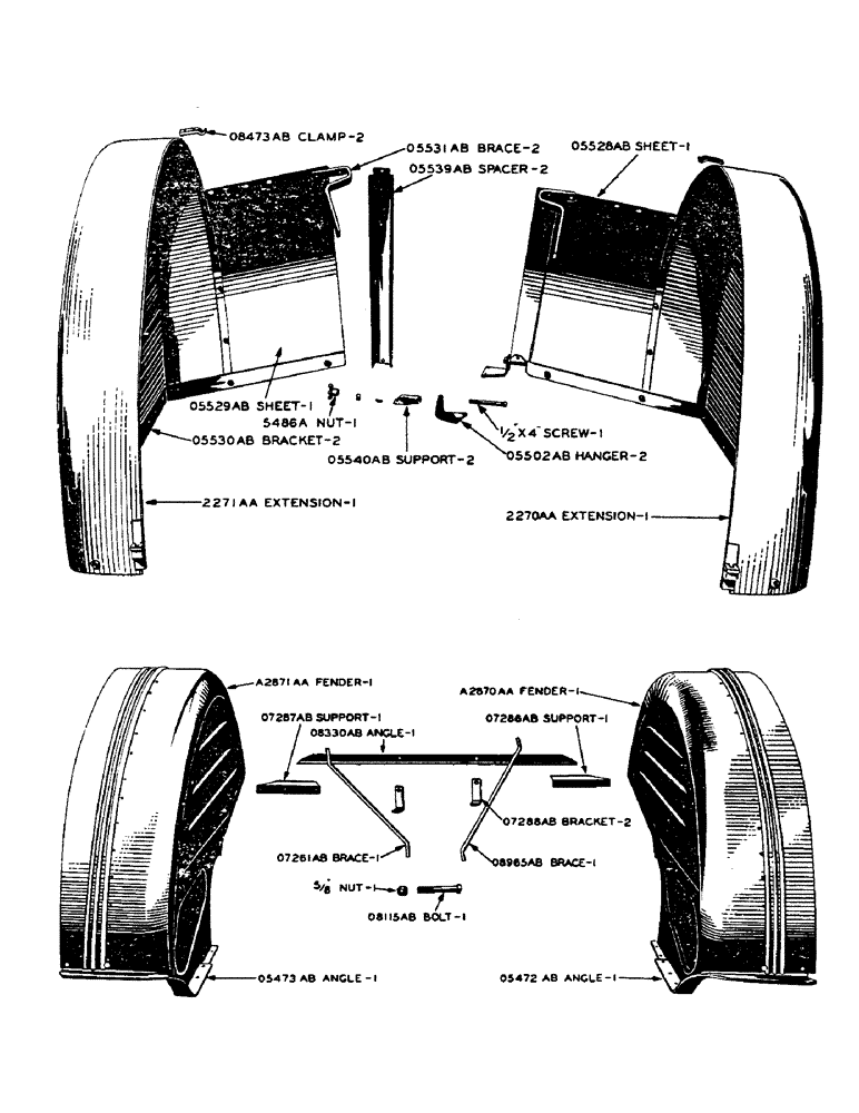 Схема запчастей Case IH DO-SERIES - (102) - REAR WHEEL FENDERS AND EXTENSIONS, FOR "DV" TRACTORS (06) - POWER TRAIN