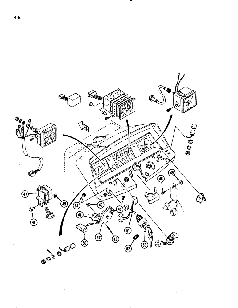 Схема запчастей Case IH 275 - (4-08) - INSTRUMENT CLUSTER, FUSES AND FUSE HOLDER (CONTD) (04) - ELECTRICAL SYSTEMS