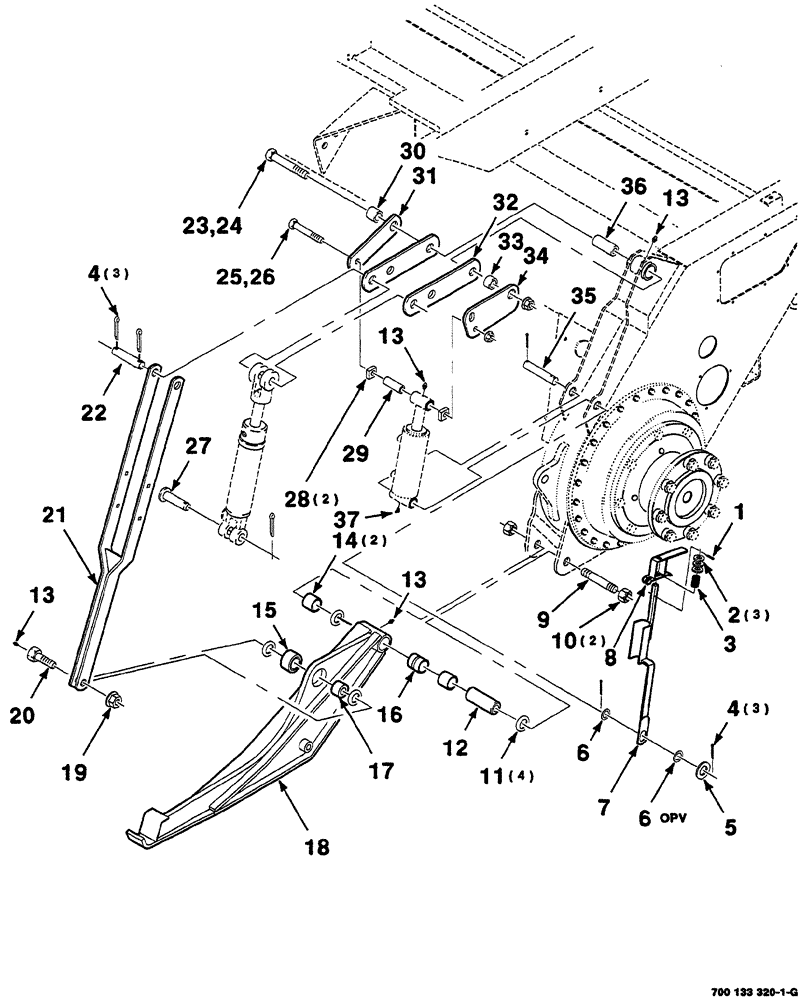 Схема запчастей Case IH 8870 - (07-66) - LIFT ARM AND FLOTATION ASSEMBLIES (58) - ATTACHMENTS/HEADERS