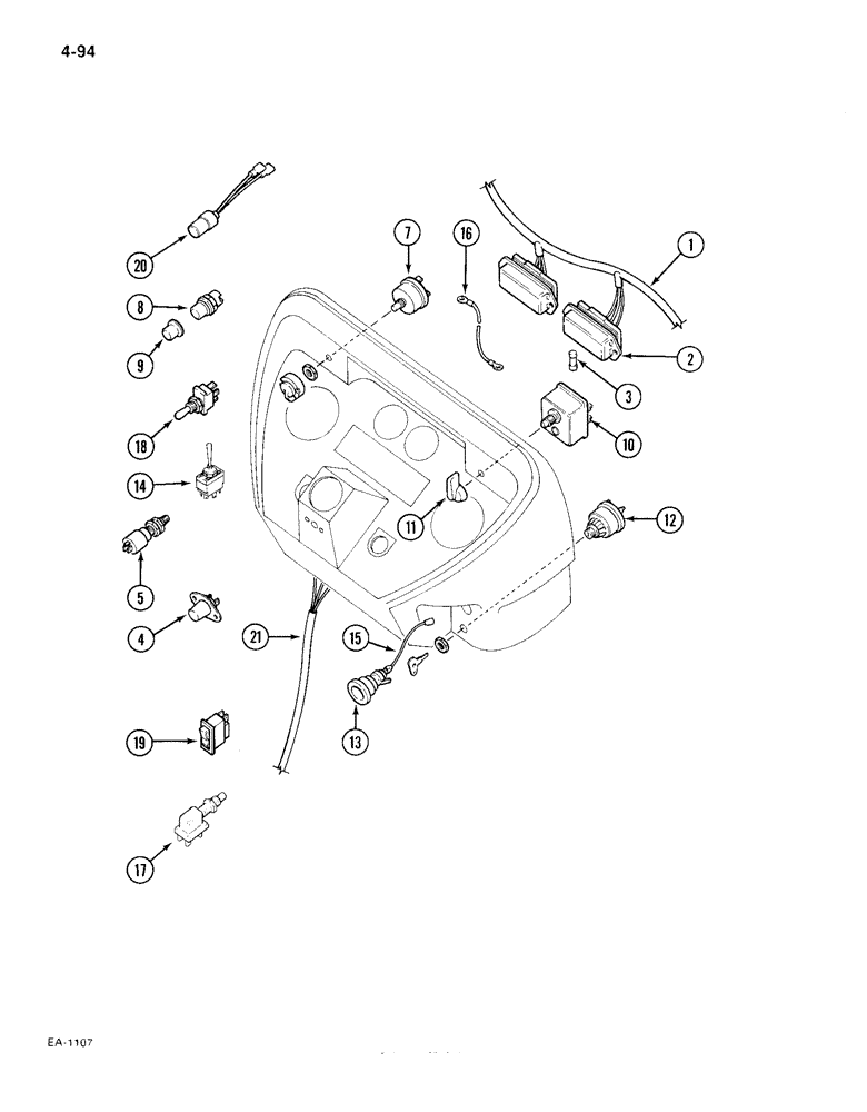 Схема запчастей Case IH 385 - (4-094) - INSTRUMENT PANEL WIRING, SWITCHES AND FUSE BOX (04) - ELECTRICAL SYSTEMS