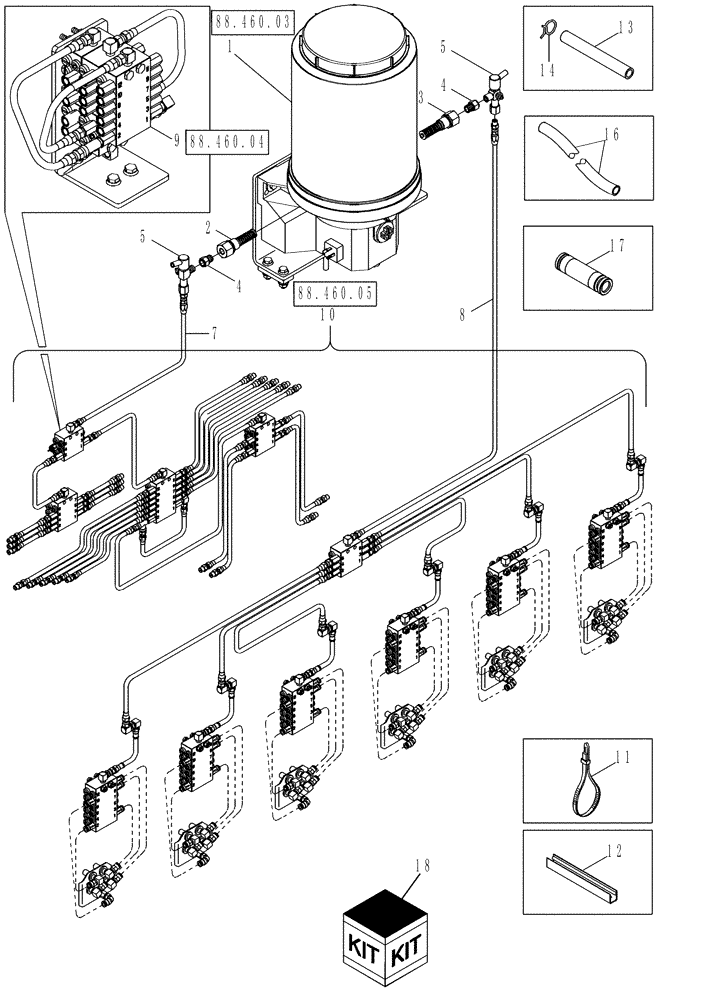 Схема запчастей Case IH 625 - (88.460.02) - AUTOMATIC LUBRICATION SYSTEM (88) - ACCESSORIES