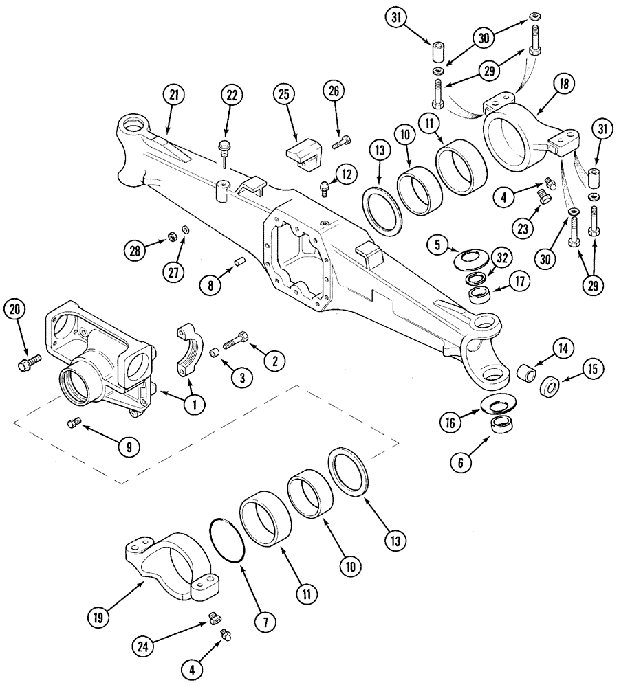 Схема запчастей Case IH C100 - (05-12) - AXLE HOUSING - M.F.D. (05) - STEERING