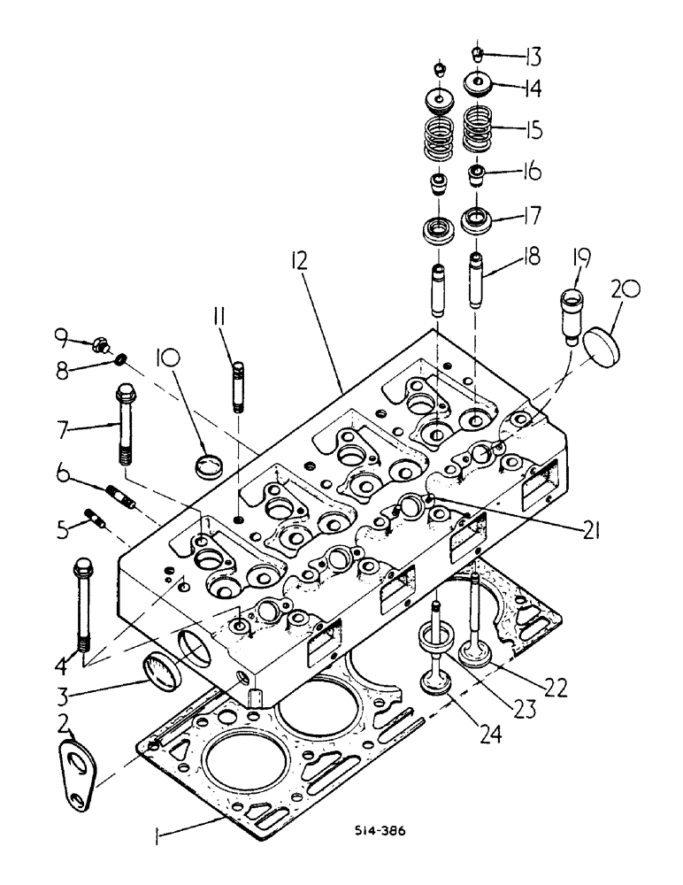 Схема запчастей Case IH 785 - (12-072) - CYLINDER HEAD, VALVES AND STUDS Power