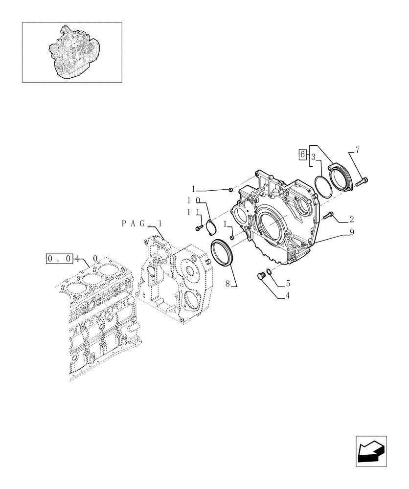 Схема запчастей Case IH F4GE9484A J602 - (0.04.3[03]) - CRANKCASE COVERS (504153446) 