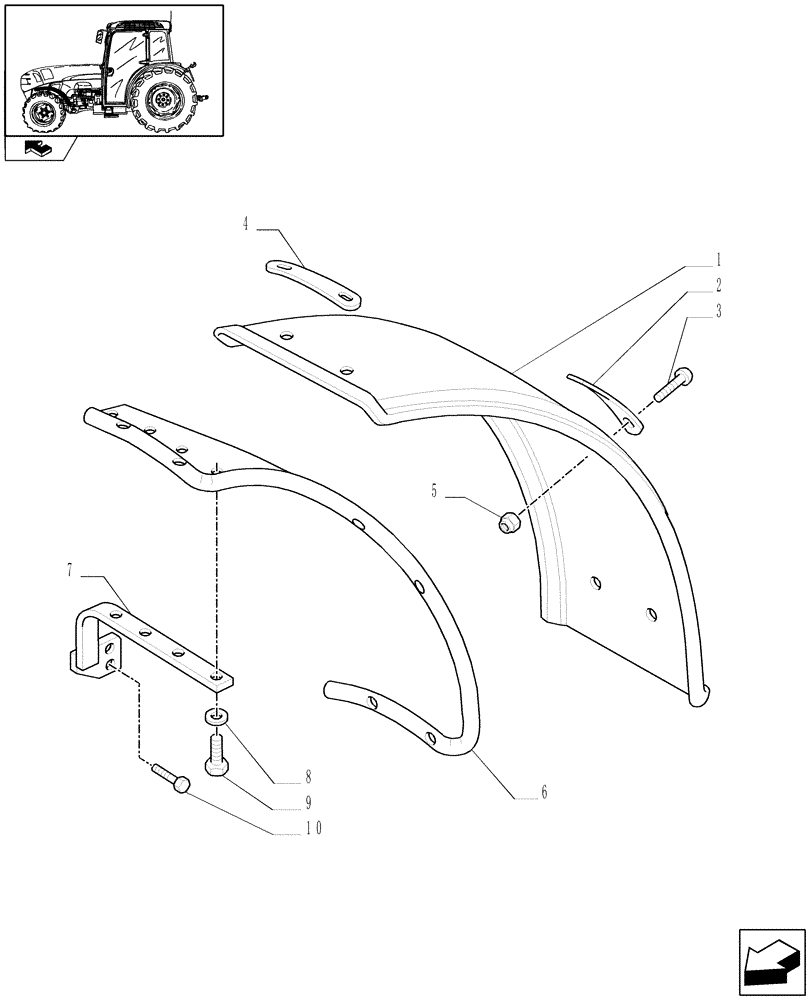 Схема запчастей Case IH FARMALL 95N - (1.43.0) - 2WD FRONT MUDGUARDS (VAR.330863) (04) - FRONT AXLE & STEERING