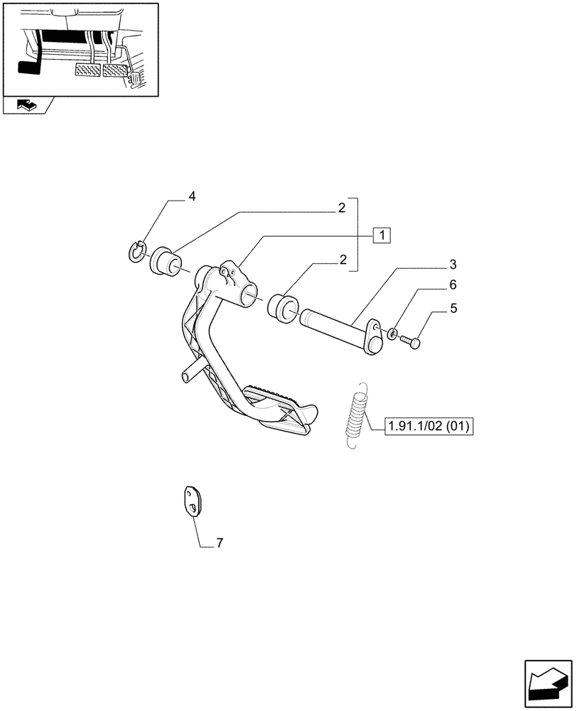 Схема запчастей Case IH FARMALL 105U - (1.95.2[01A]) - CLUTCH CONTROL - PEDAL - D5926 (10) - OPERATORS PLATFORM/CAB