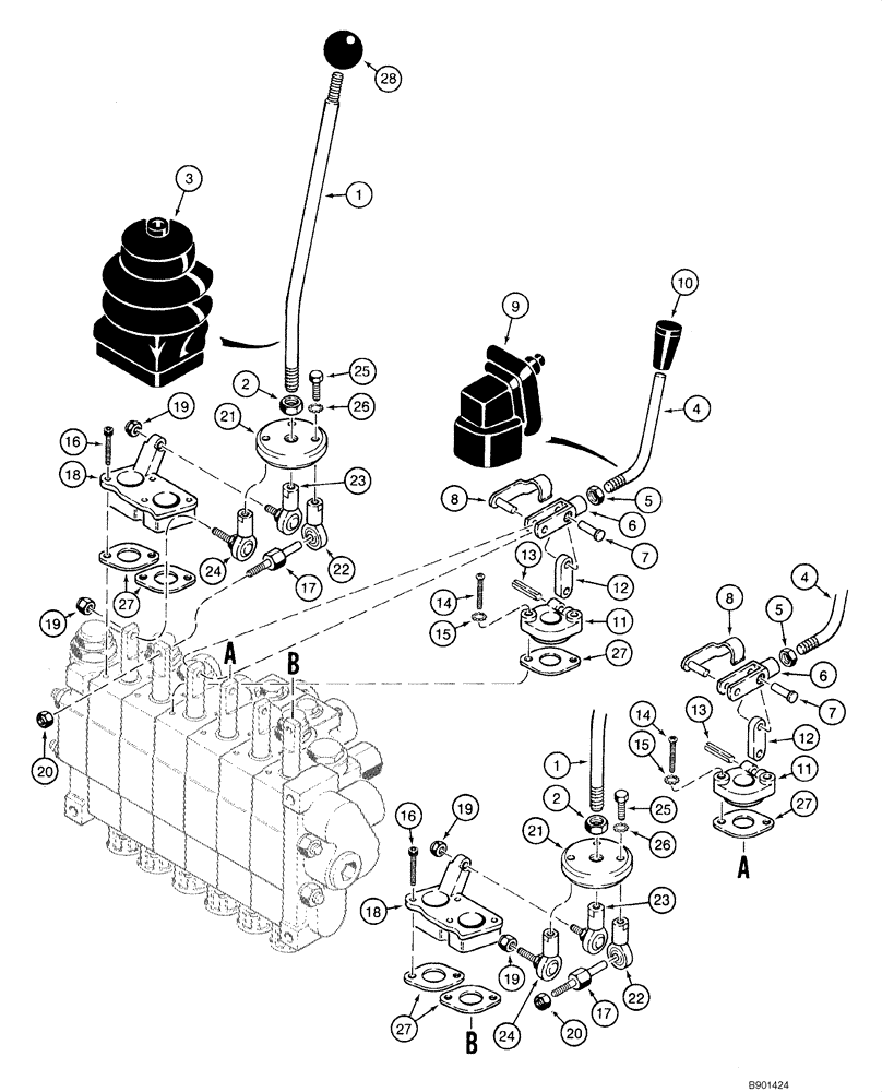 Схема запчастей Case IH 1840 - (08-36) - VALVE, CONTROL - BACKHOE (KONTAK), D100, D100XR (08) - HYDRAULICS