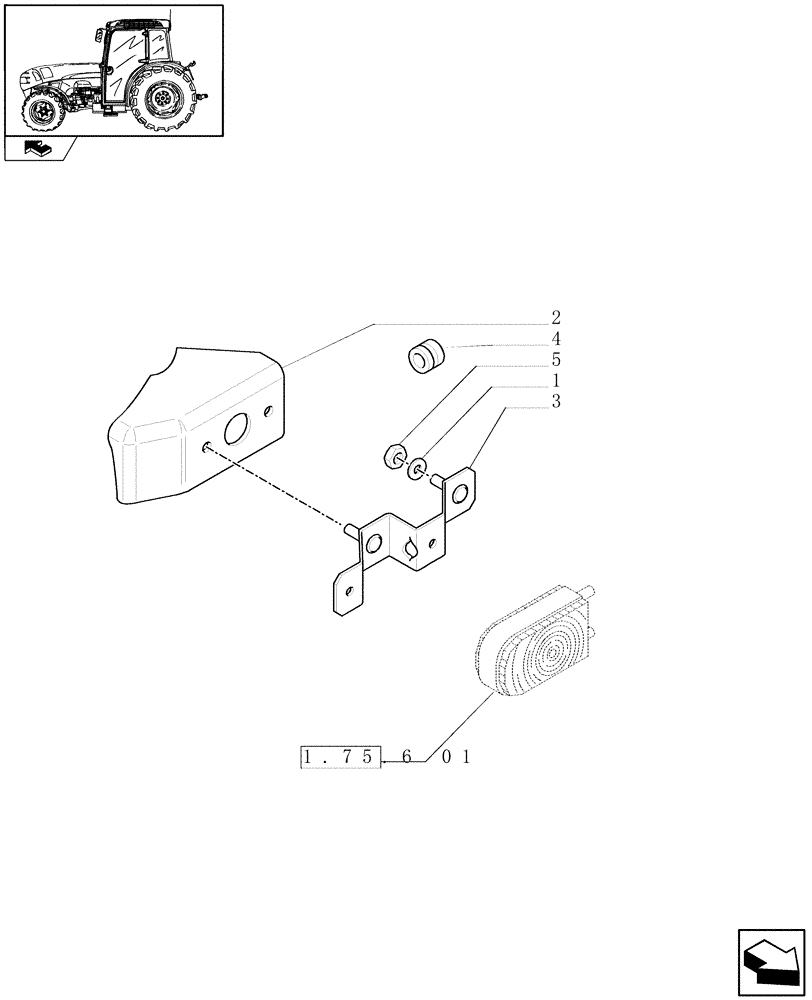 Схема запчастей Case IH FARMALL 105N - (1.75.6/02) - VERTICAL EXHAUST- LIGHTING COMPONENTS - W/CAB (VAR.330151-331151) (06) - ELECTRICAL SYSTEMS