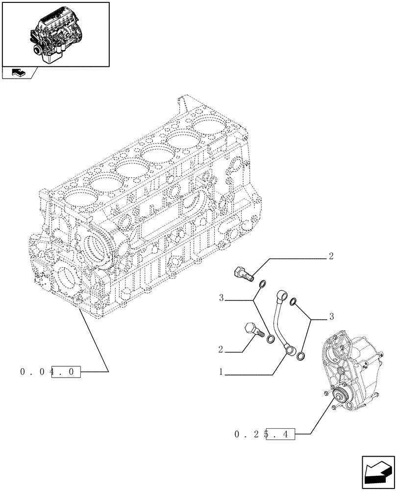 Схема запчастей Case IH F3CE0684A E001 - (0.25.7) - OIL DELIVERY LINE - TURBOCOMPOUND (504168210) 