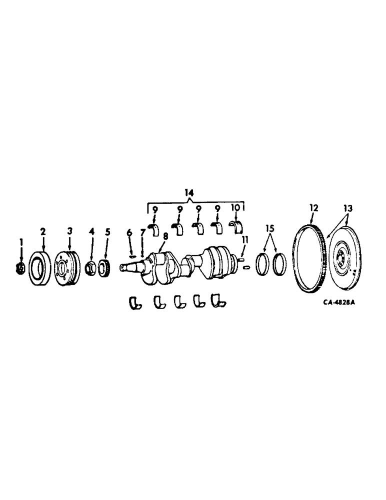 Схема запчастей Case IH V-800 - (B-11) - CRANKSHAFT, FLYWHEEL AND BEARINGS 