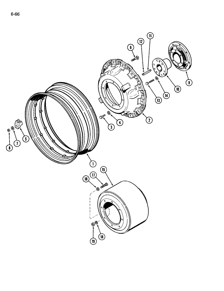 Схема запчастей Case IH 3594 - (6-066) - DUAL REAR WHEELS, CAST WITH 42 INCH RIMS (06) - POWER TRAIN