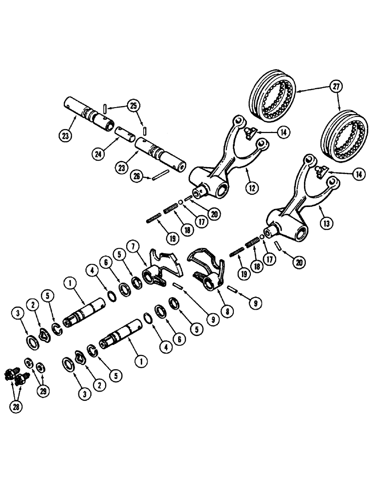 Схема запчастей Case IH 3294 - (6-180) - POWER SHIFT TRANSMISSION, RANGE SHIFT MECHANISM (06) - POWER TRAIN