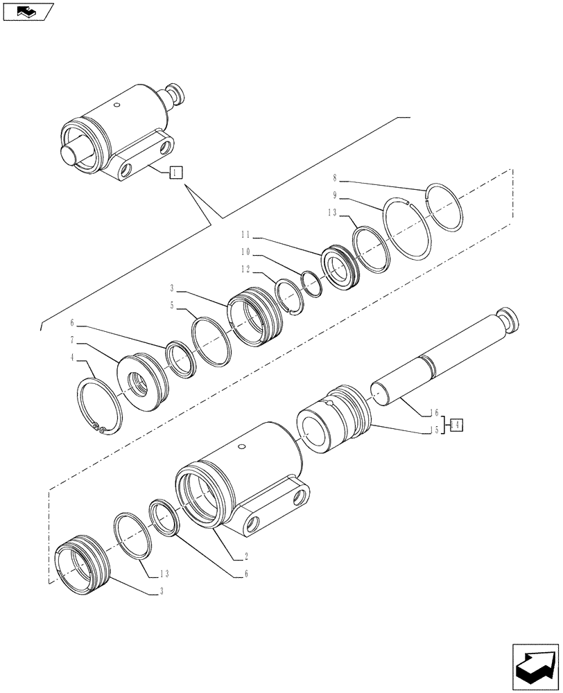 Схема запчастей Case IH PUMA 230 - (29.134.01[01]) - RANGE GEARSHIFT MECHANISM - HYDRAULIC CYLINDER - BREAKDOWN (29) - HYDROSTATIC DRIVE