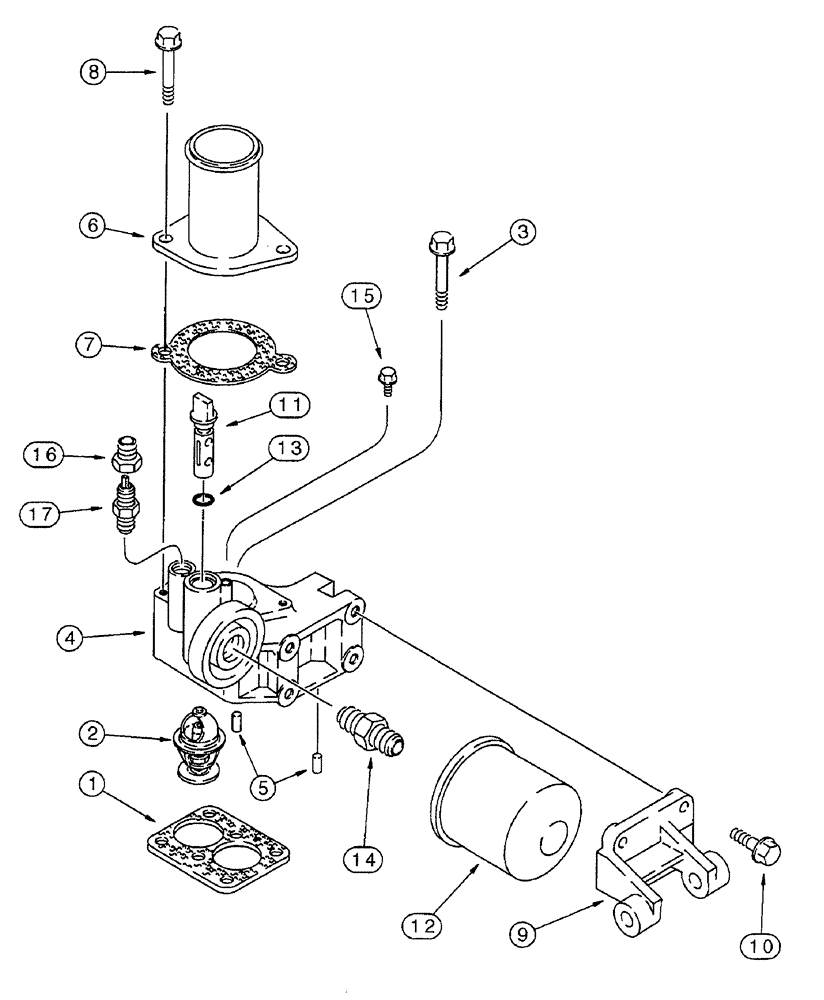 Схема запчастей Case IH 7230 - (2-068) - THERMOSTAT HOUSING, 6T-830 AND 6TA-830 ENGINE, PRIOR TO TRACTOR PIN JJA0064978 (02) - ENGINE