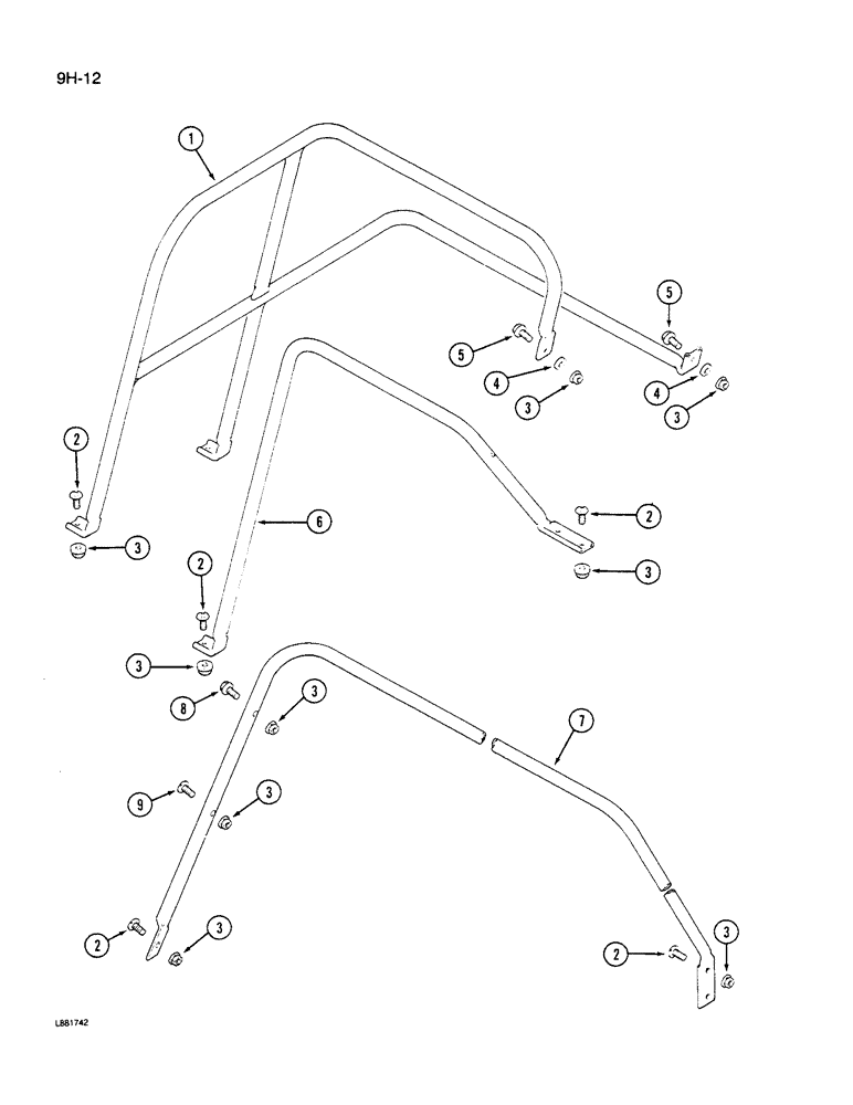 Схема запчастей Case IH 1640 - (9H-12) - SERVICE DECK HAND RAILS (12) - CHASSIS