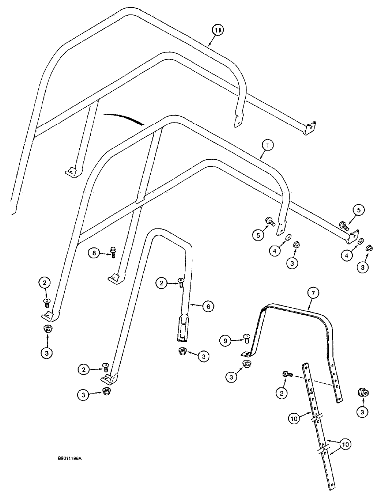 Схема запчастей Case IH 1644 - (9H-12) - SERVICE DECK HAND RAILS (12) - CHASSIS